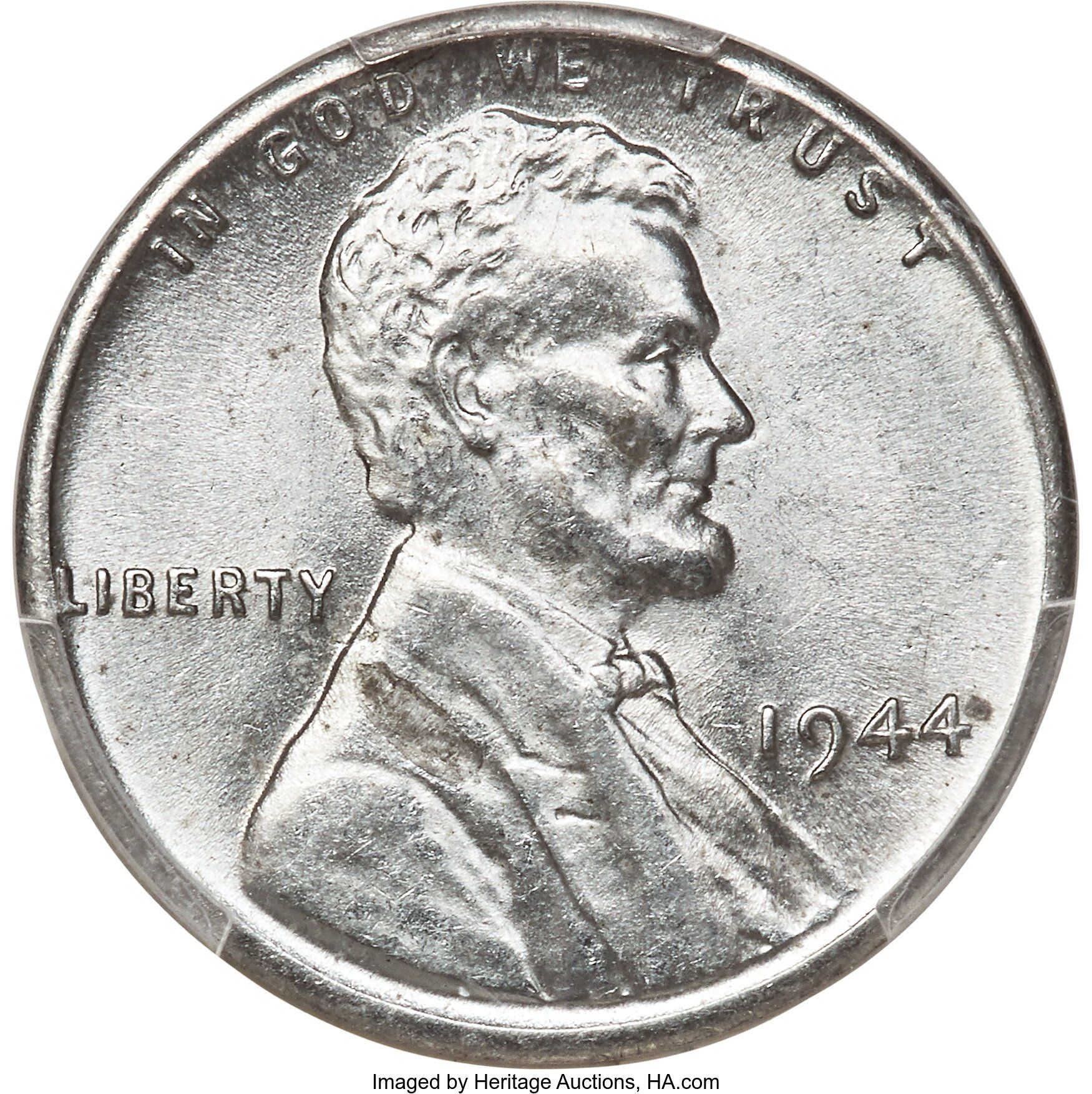 1944 Steel Lincoln Wheat Cent. Imaged by heritage Auctions, HA.com