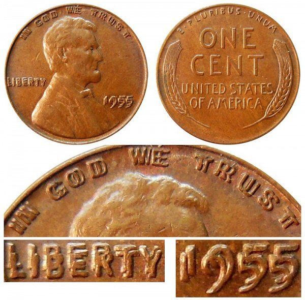 1955 Doubled Die obverse wheat penny