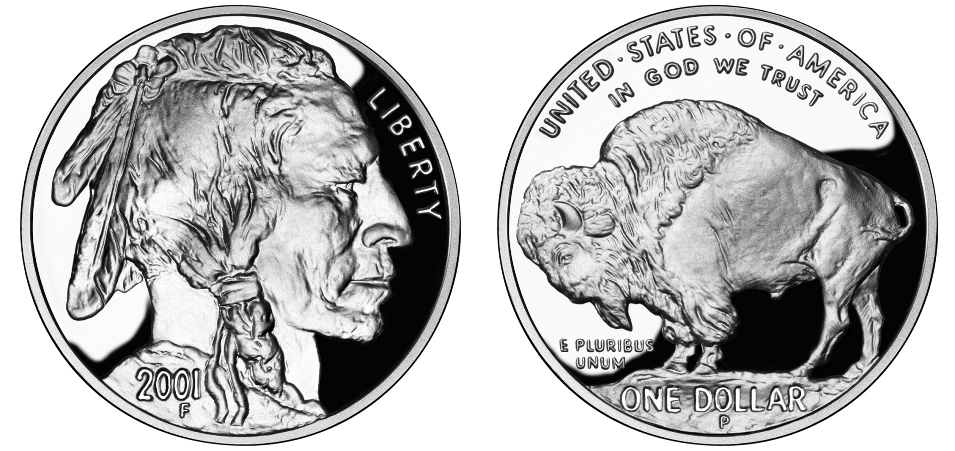 2001 Silver American Buffalo Commemorative Coin obverse and reverse