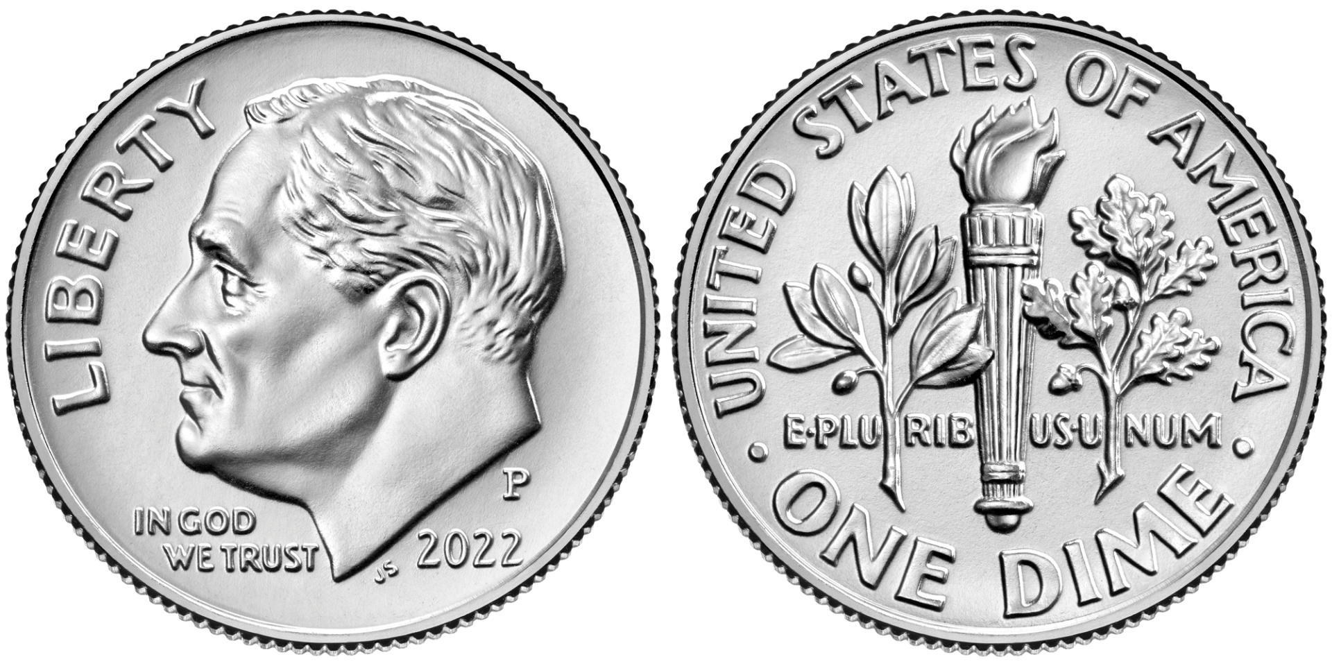 The obverse and reverse of a U.S. Dime