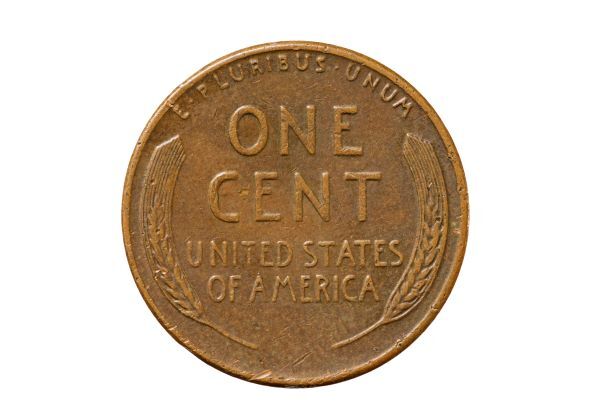 a wheat penny on a white background