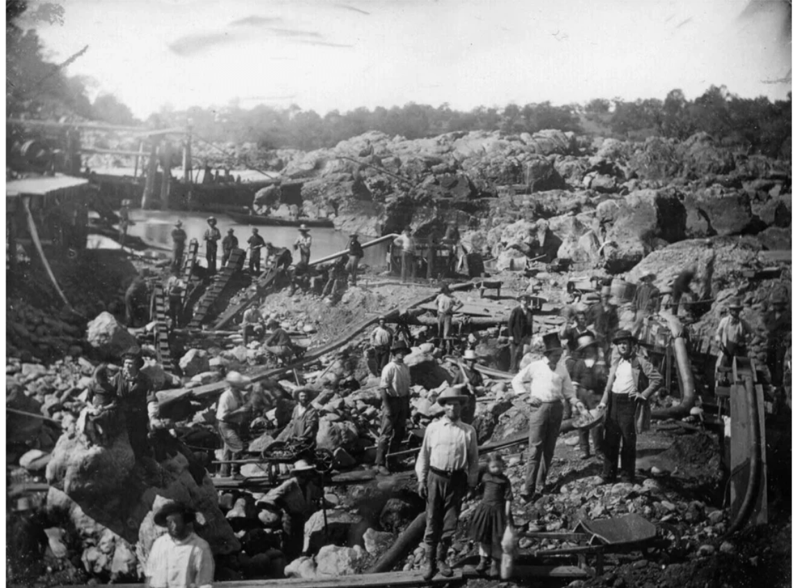 Miners on the American River near Sacramento, California Gold Rush 1852