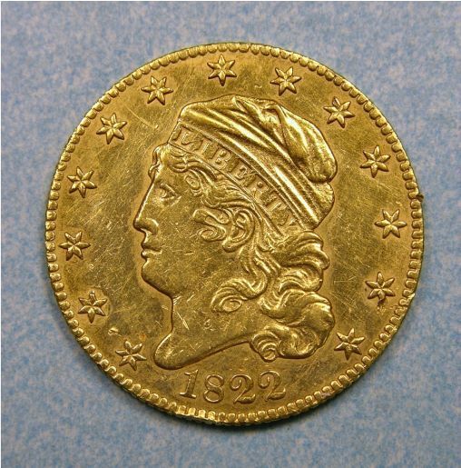 1822 Gold Half Eagle.  Image courtesy of The Smithsonian