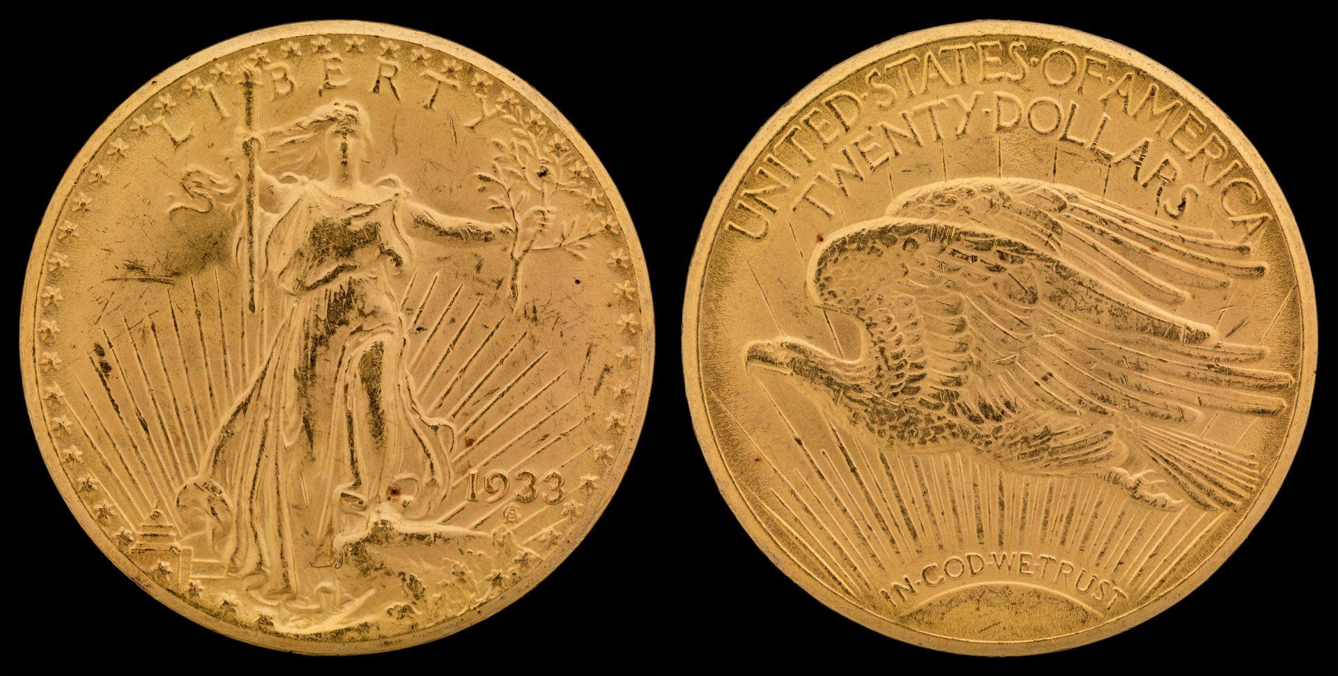 obverse and reverse of 1933 gold double eagle coin