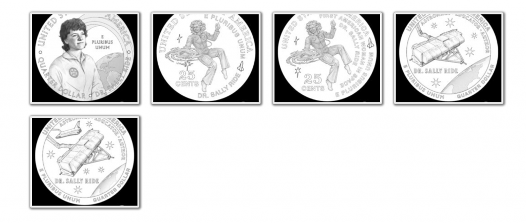 Possible designs for the American Women Quarters Program coin featuring Dr. Sally Ride