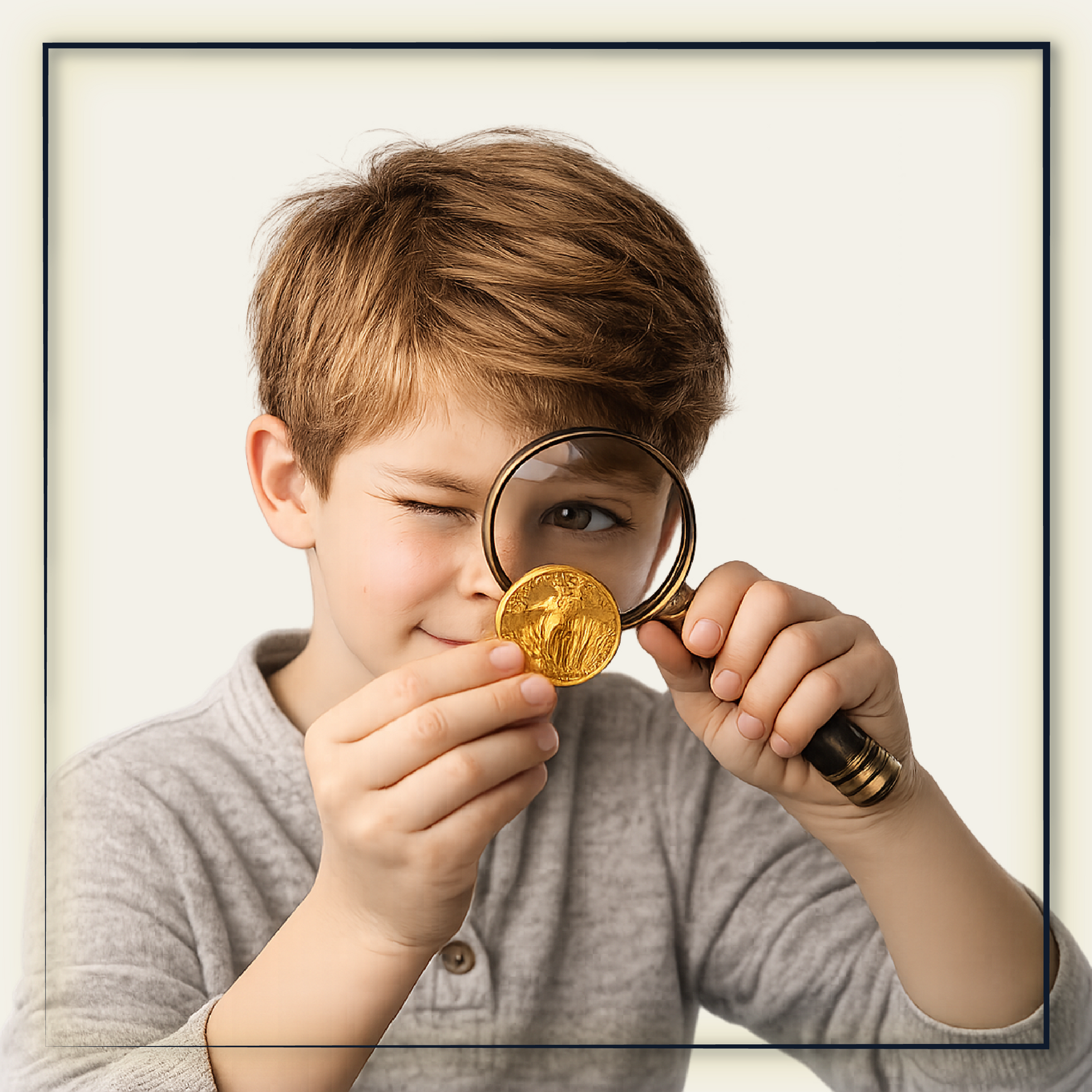 By inspecting oin ith magniying glass