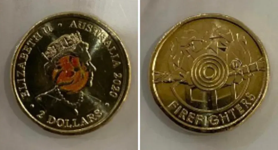 Image Courtesy of Yahoo Finance: an Aussie man has received this 2020 Firefighter $2 coin in his change and it could be worth much more. (Source: Facebook)