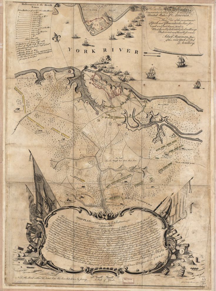 map commemorating battle of yorktown 1782