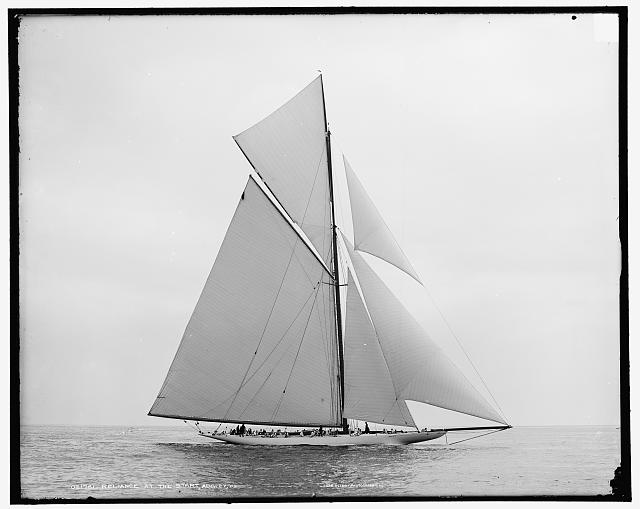 The reliance yacht viewed from the side