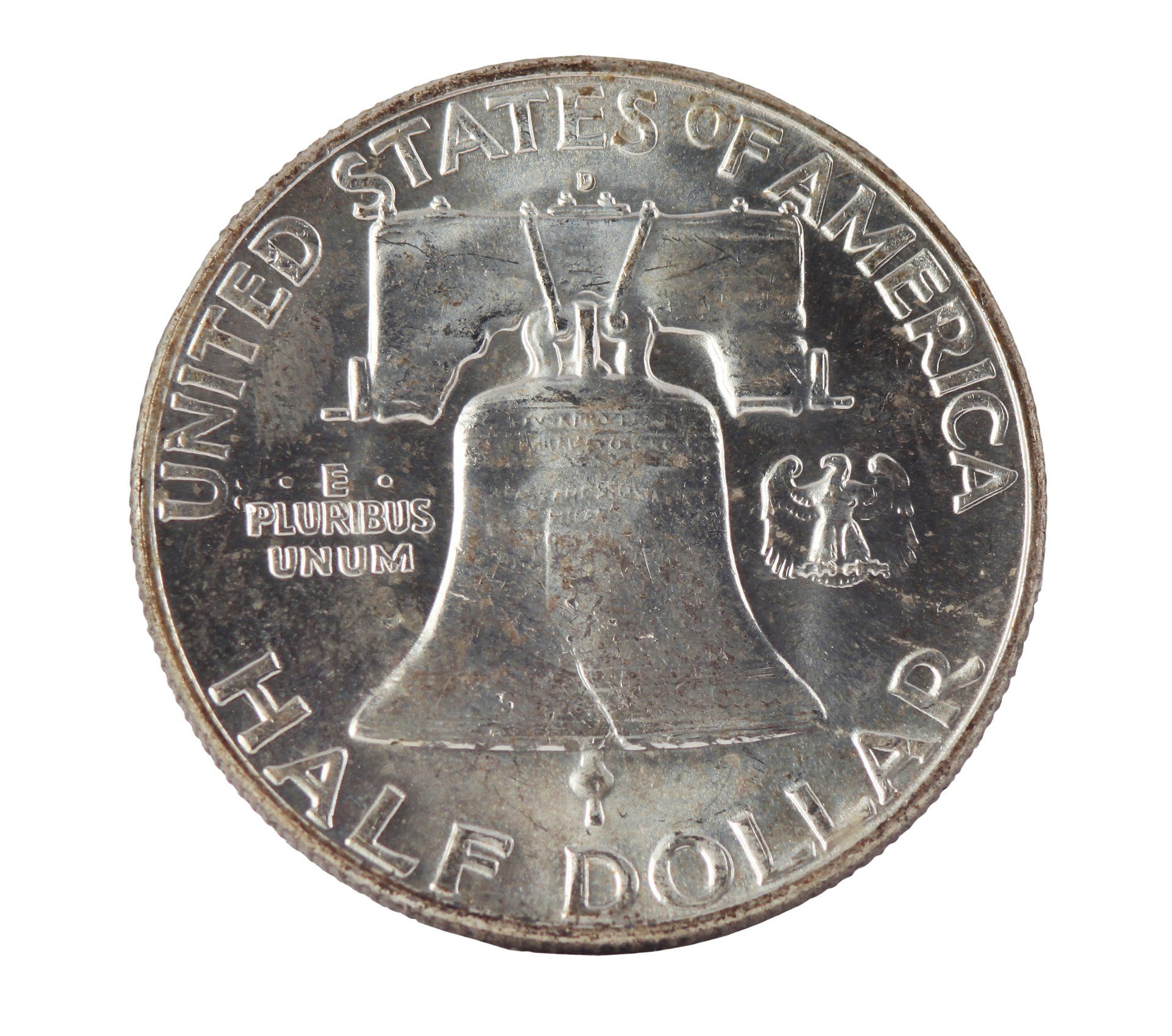 Reverse of the Franklin Half Dollar from the Denver Mint