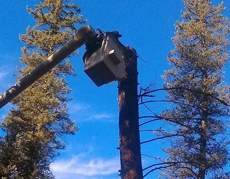Car's side panel covered with plastic sheeting in a body shop, ready for painting.