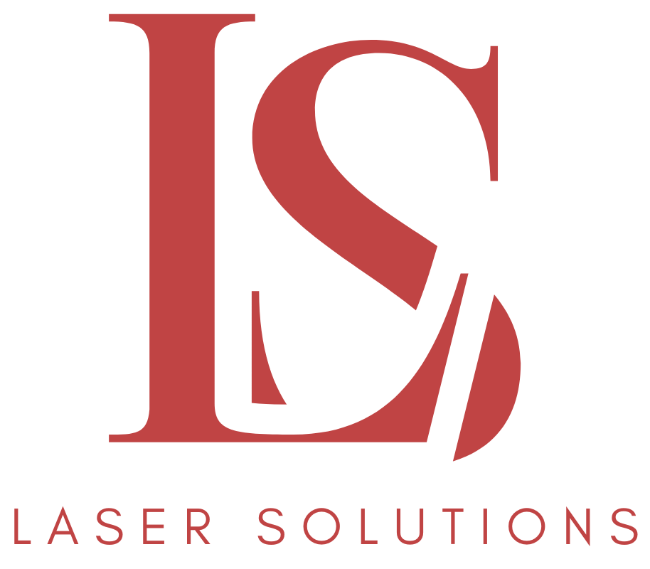 Un logo rouge et blanc pour les solutions laser