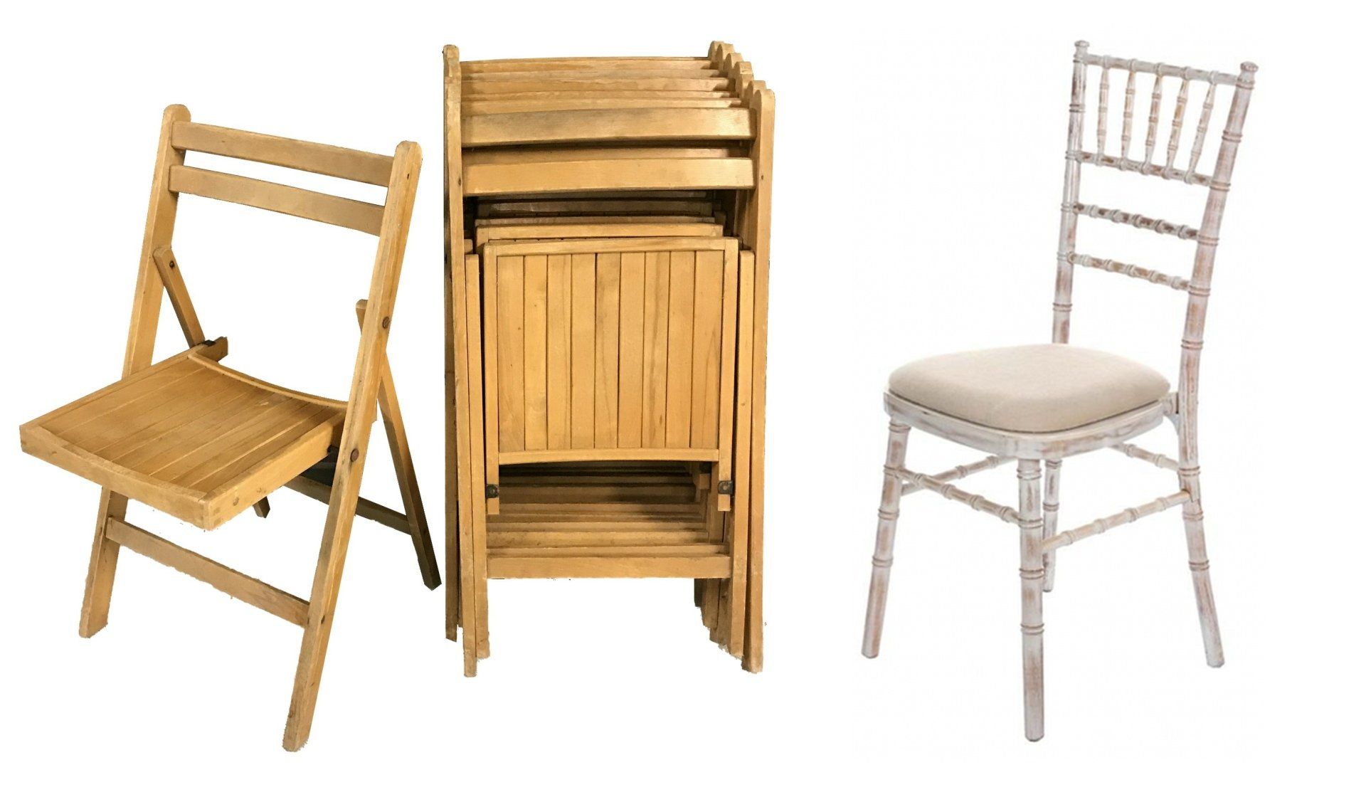 Wooden folding and Chiavari Chairs