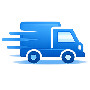 Camion blu per le consegne con linee di velocità.