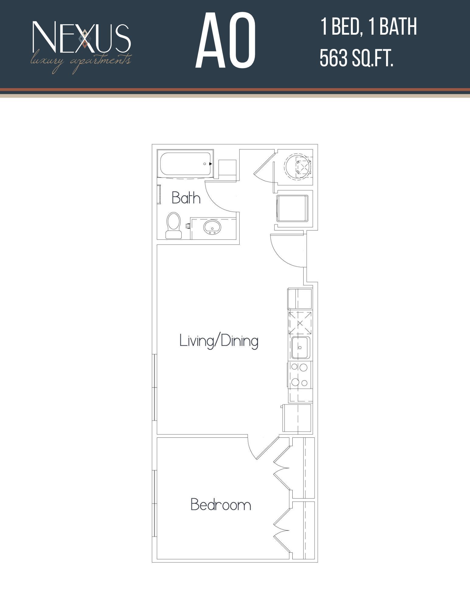 A black and white floor plan of a bedroom apartment.