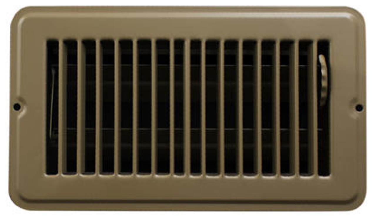 A tan air vent with black bars on a white background