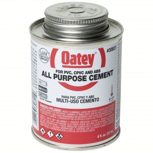 A can of oatey all purpose cement for pvc cpvc and abs