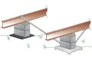 A drawing of a beam sitting on top of a concrete block.
