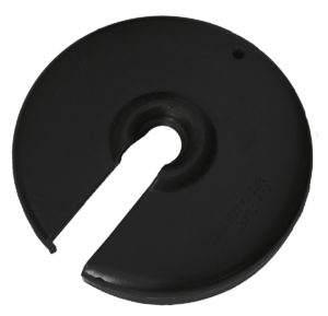 A black circle with a hole in the middle