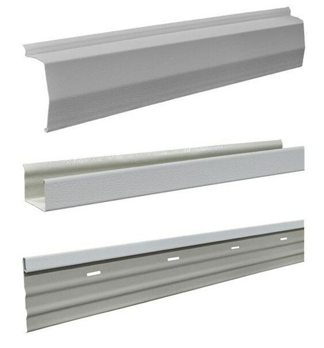 Three different types of gutters are shown on a white background
