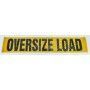 A yellow sign that says `` oversize load '' on a white background.