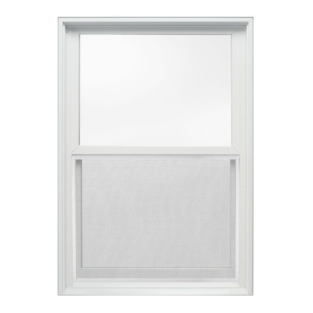 A white window with a screen on it on a white background.