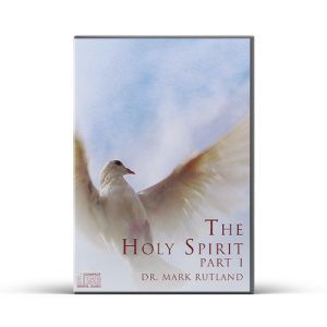 DVD cover: white dove with outstretched wings against a blue sky, title "The Holy Spirit Part 1" by Dr. Mark Rutland.