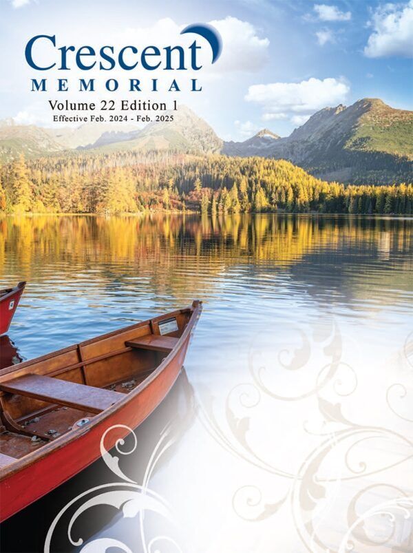 The cover of crescent memorial volume 22 edition 1 shows a boat in the water.