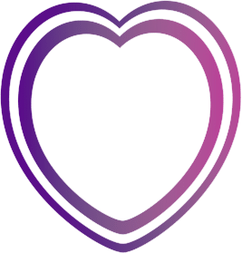 A purple and white heart on a white background.