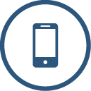 A cell phone icon in a blue circle on a white background.