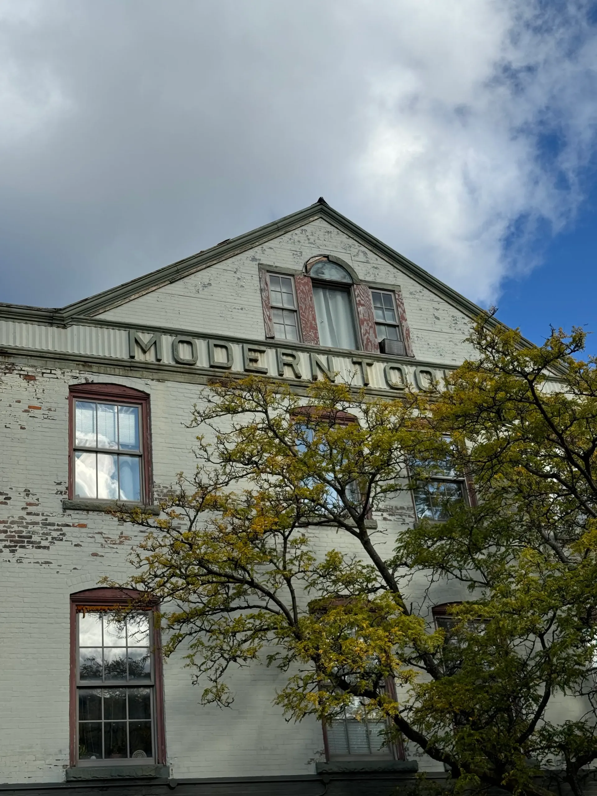White brick building with 