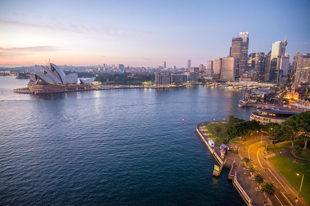 Aerial view of Sydney by the bay.
