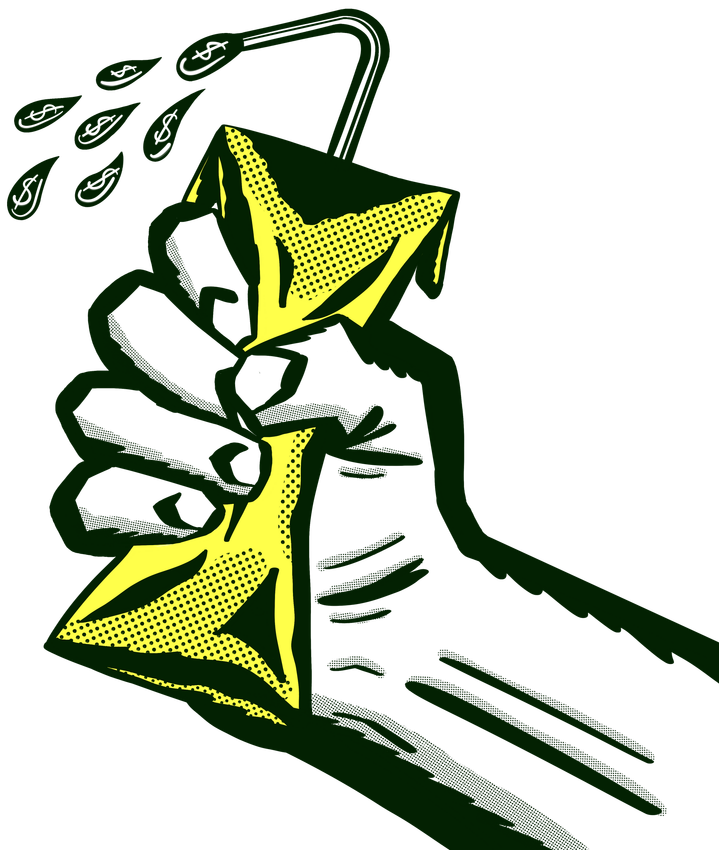 Hand squeezing a juice box