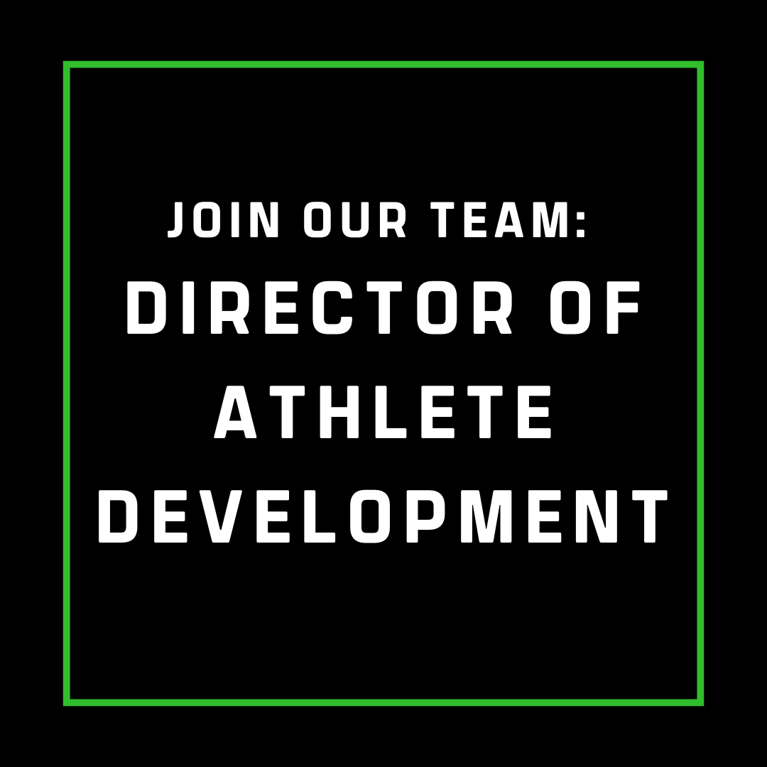 A poster that says we 're hiring Director of Athlete Development