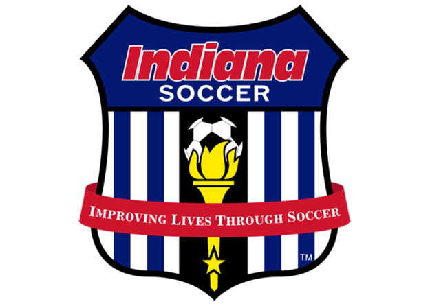 The logo for indiana soccer shows a torch and a soccer ball