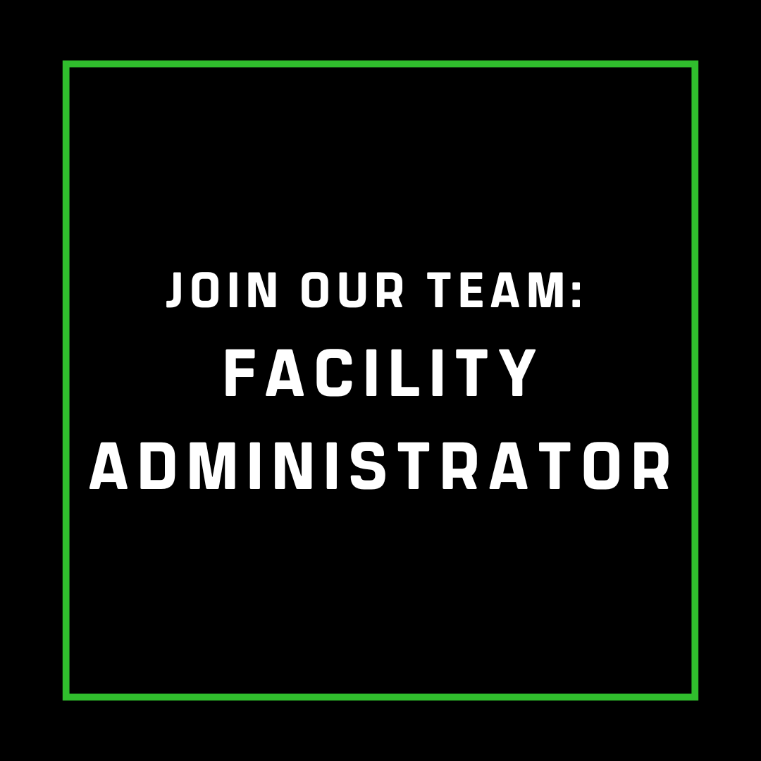 A poster that says we 're hiring facility administrator