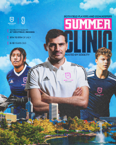 A poster for the summer clinic shows a man and two women