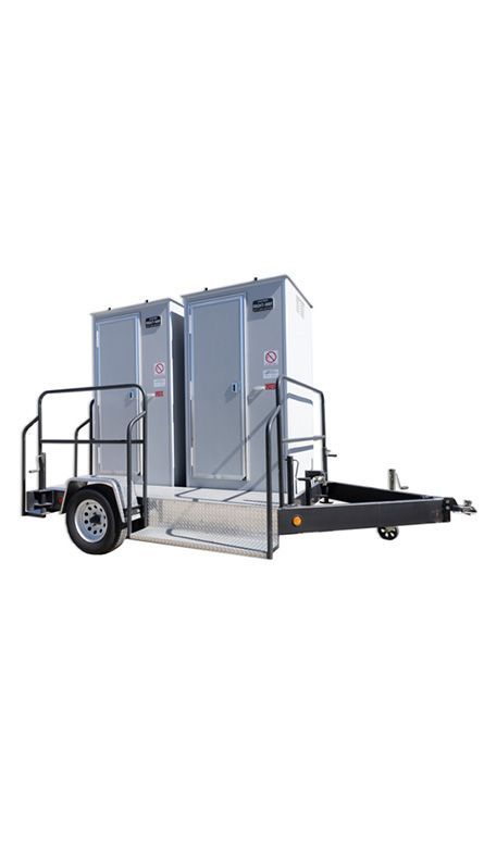2 unit VIP solar restroom trailer. Also available in a 4 unit model.
