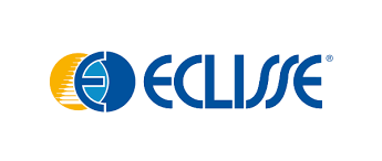 Il logo dell'eclissi è blu e giallo su sfondo bianco.