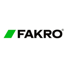 Il logo di fakro è nero e verde su sfondo bianco.