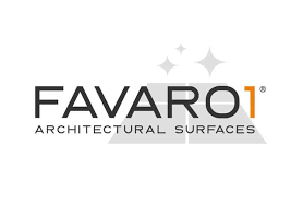 Il logo per le superfici architettoniche favaro è su sfondo bianco.