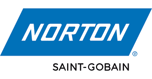 Un logo Norton Saint Gobain blu su uno sfondo bianco