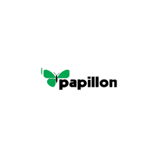 Un logo per papillon con una farfalla verde su sfondo bianco.