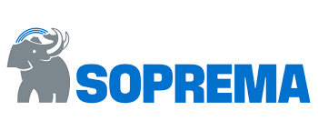 Un logo per un'azienda chiamata Suprema con un elefante sopra.