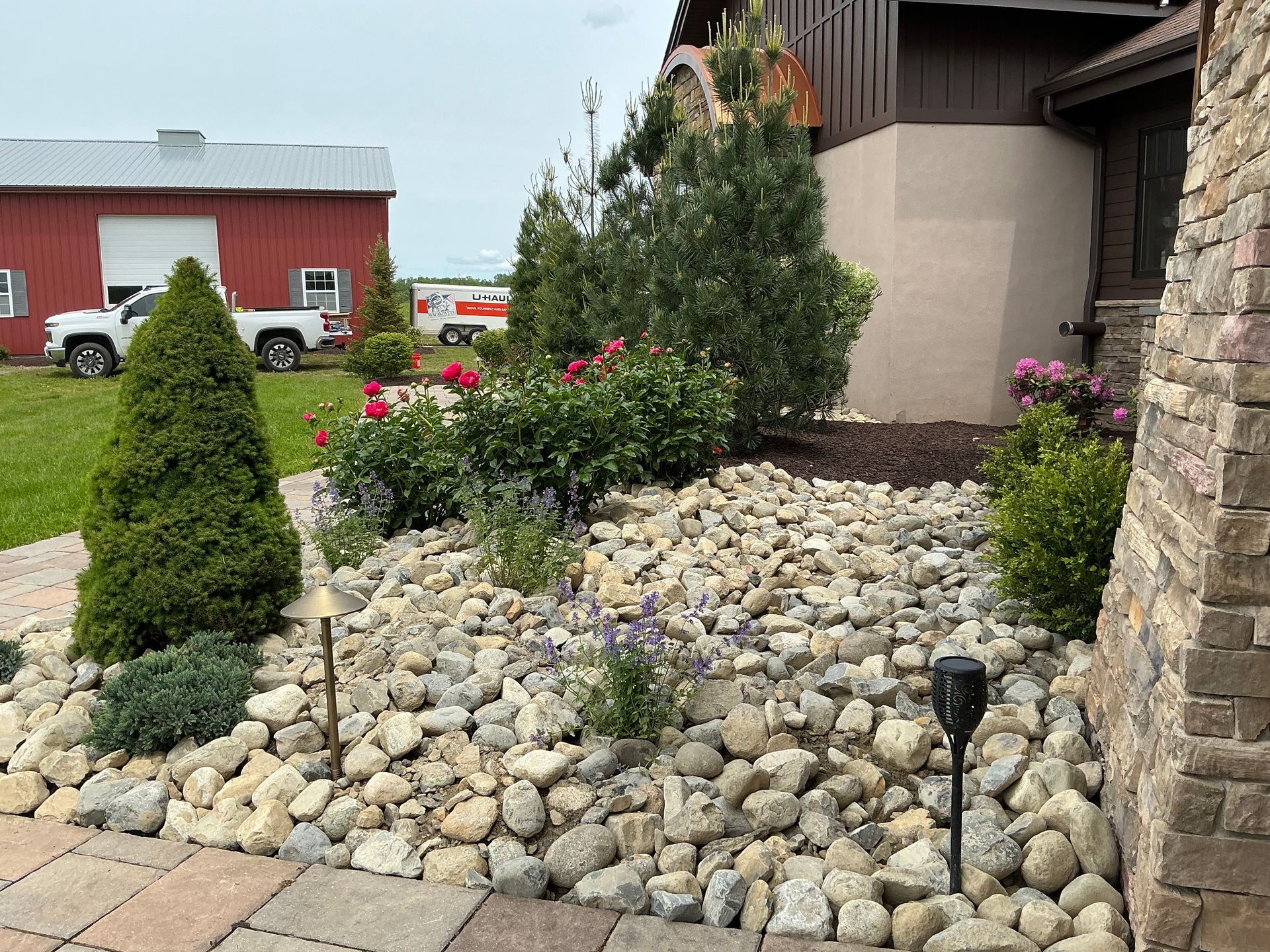 Landscape lighting that adds ambiance to any walkway.