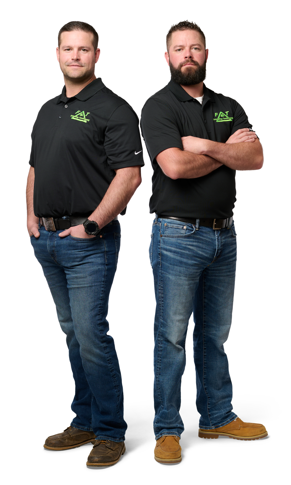 Keith and Kyle of F&T Landscaping standing next to each other with their arms crossed.