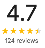 4.  7-star rating with 124 reviews. Four full gold stars and one half-filled gold star.