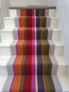 Multicolored carpet on staircase
