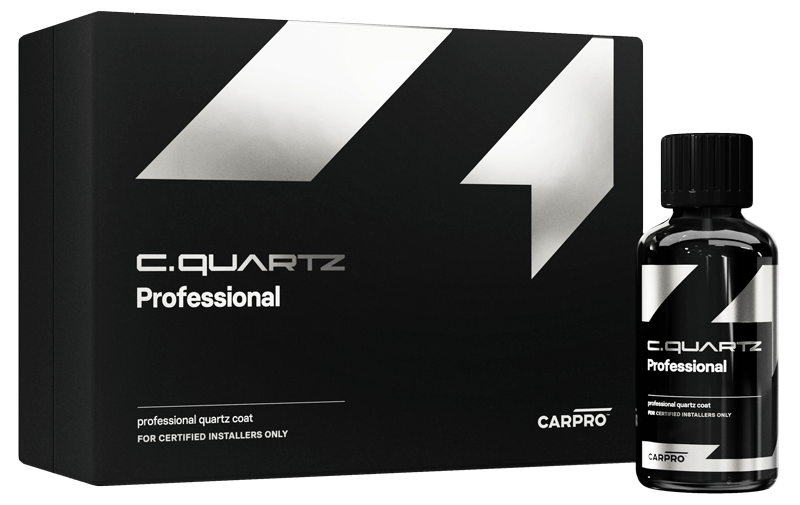 A bottle of CQUARTZ professional next to a box