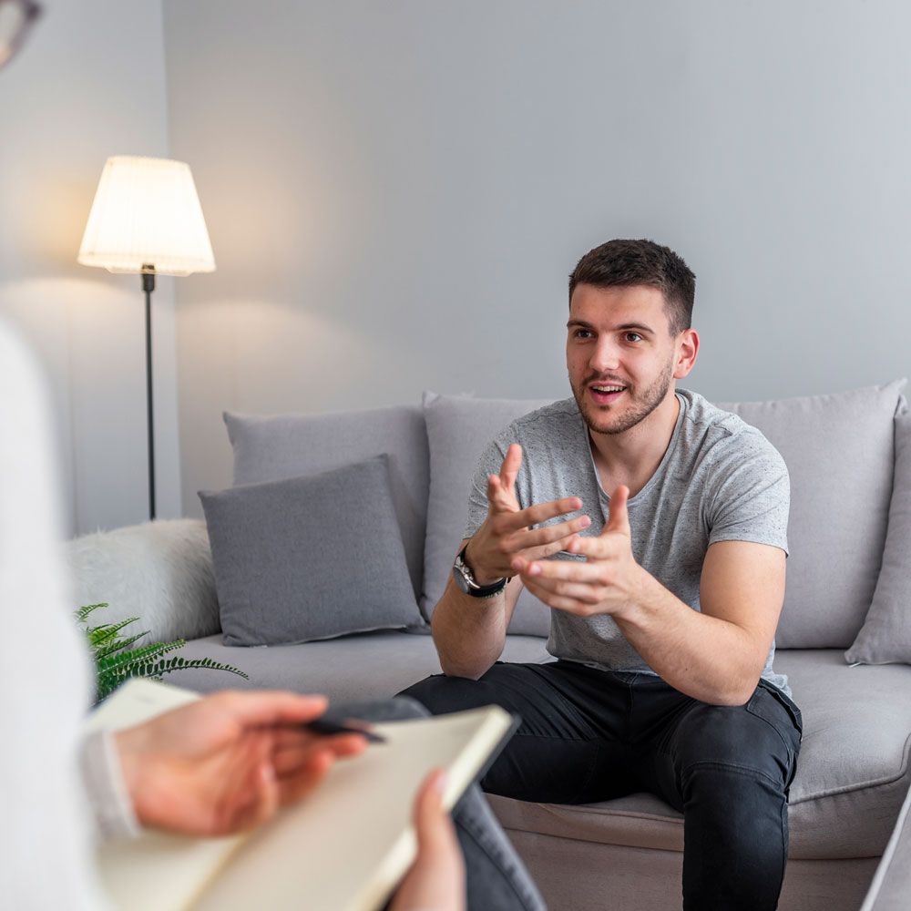 Man Talking to Psychologist — Oblong, IL — Haven Therapy Practice